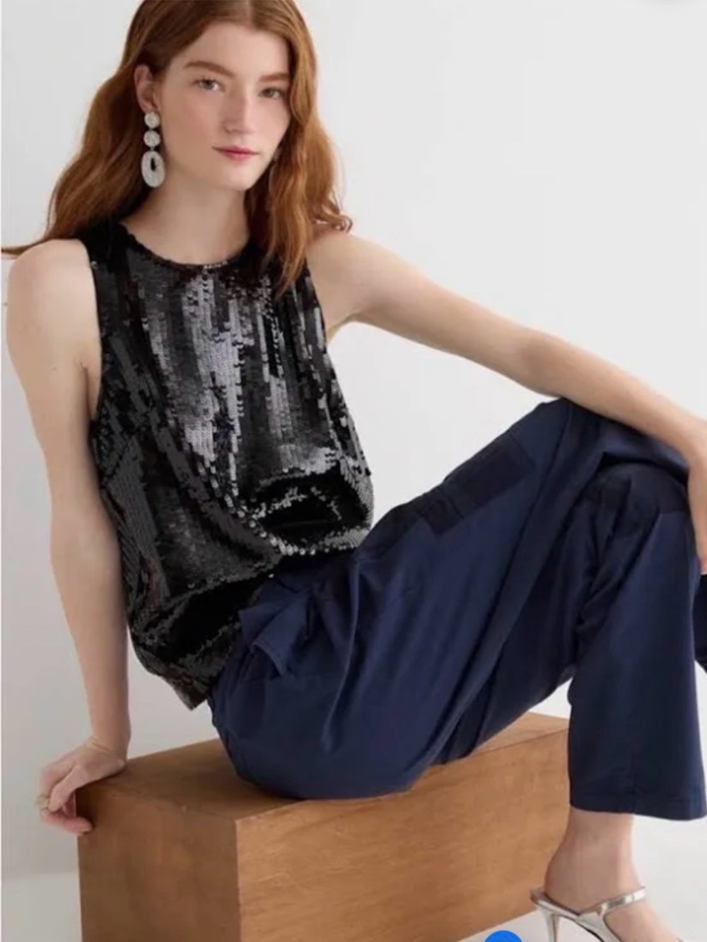 J. Crew Black Sequin Top Spring Summer Party Top